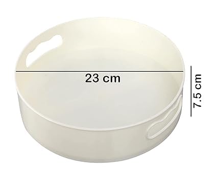 Kitchen Organizer 360° Rotating Kitchen Organizer Tray Lazy Susan Rack Multi-Purpose Kitchen Storage Revolving Tray (Pack of 1) (Off-White), Round