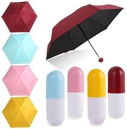 Portable Waterproof Capsule Umbrella For Rain while traveling, Mini Compact Foldable Design Travel Umbrella For Men and Women (multicolor)
