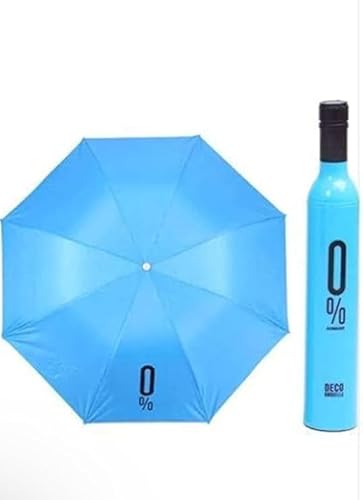 Bottle Umbrella | Wine Bottle Shape Foldable Umbrella with Case | Compact Manual Portable Umbrella for Girl, Women, Men, Kids with Bottle Cover (Multi Color)