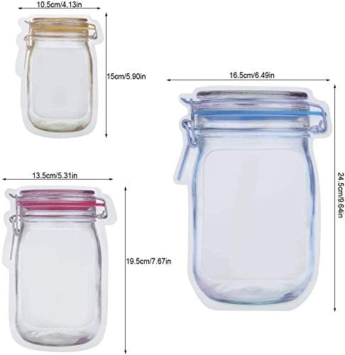 Reusable Mason Jar Ziplock Bags – (Set 0f 4) Airtight Food Storage Pouches in (3 Sizes in 1 set) | BPA-Free, Freezer Safe, Stand-Up Zip Lock
