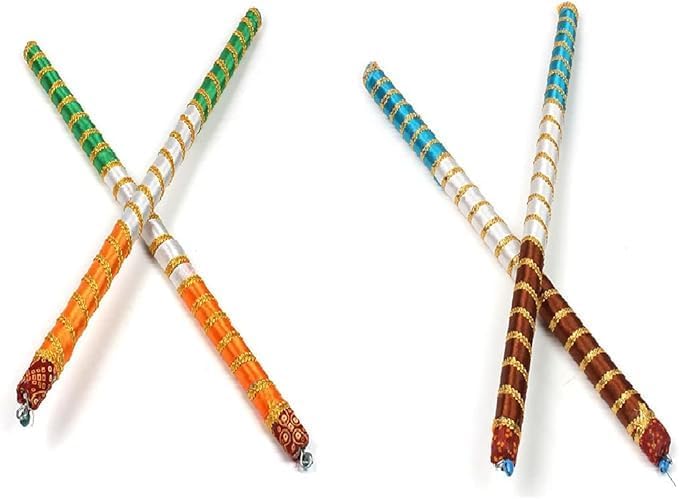 Dandiya Garba Sticks for Adult Navratri Celebration (Pack of 4 Sticks or 2 Pair) (Colourful)