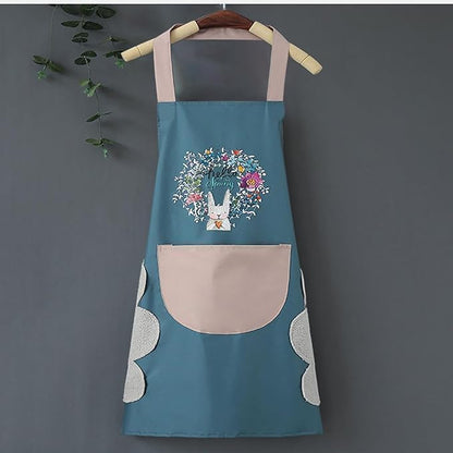 Waterproof Kitchen Apron for Women with Built-in Hand Towel & Large Pocket/Adjustable, Comfortable | One Size Fits Most Stylish, Durable | Cooking Apron for Home