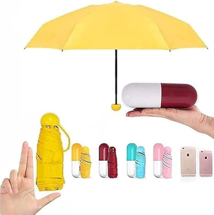 Portable Waterproof Capsule Umbrella For Rain while traveling, Mini Compact Foldable Design Travel Umbrella For Men and Women (multicolor)