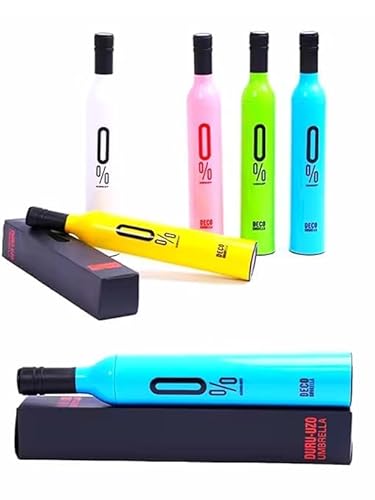 Bottle Umbrella | Wine Bottle Shape Foldable Umbrella with Case | Compact Manual Portable Umbrella for Girl, Women, Men, Kids with Bottle Cover (Multi Color)