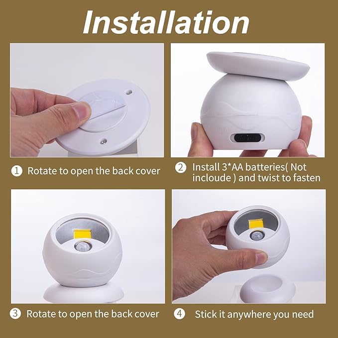 COB Motion Sensor Light LED Lamp Light Ball with Magnetic Holder Super Bright 360° Movable Light