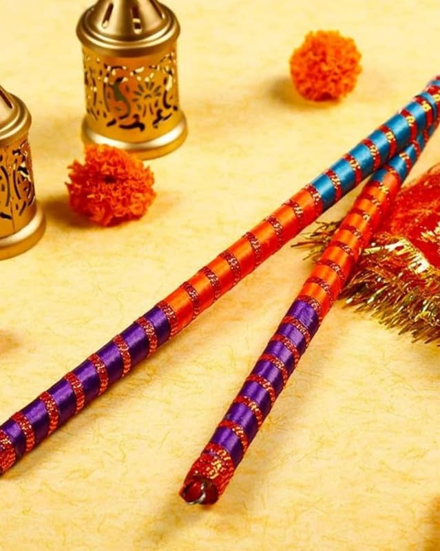Dandiya Garba Sticks for Adult Navratri Celebration (Pack of 4 Sticks or 2 Pair) (Colourful)