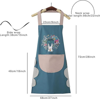 Waterproof Kitchen Apron for Women with Built-in Hand Towel & Large Pocket/Adjustable, Comfortable | One Size Fits Most Stylish, Durable | Cooking Apron for Home