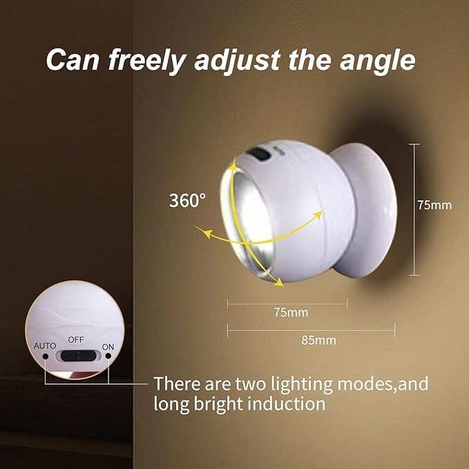 COB Motion Sensor Light LED Lamp Light Ball with Magnetic Holder Super Bright 360° Movable Light
