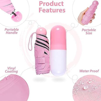 Portable Waterproof Capsule Umbrella For Rain while traveling, Mini Compact Foldable Design Travel Umbrella For Men and Women (multicolor)