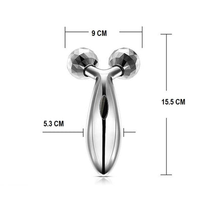 3D Massager Roller 360 Rotate Face Full Body Shape for Skin Lifting Wrinkle Remover Facial Massage, 15.5 x 9.5 x 5.3CM, (Silver)