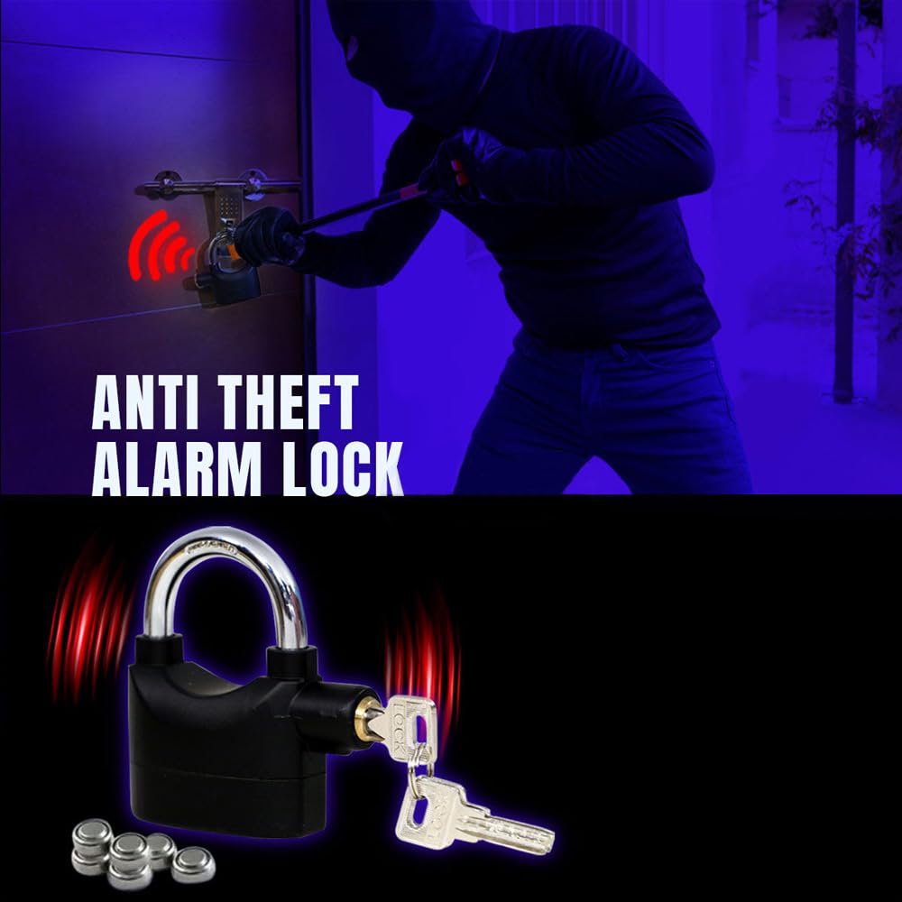 Anti-Theft Alarm Lock with Motion Sensor Waterproof for Door, Bike, Garage, Shop Shutter | Dual Mode Lock | Battery Included