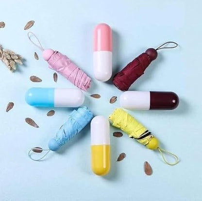 Portable Waterproof Capsule Umbrella For Rain while traveling, Mini Compact Foldable Design Travel Umbrella For Men and Women (multicolor)