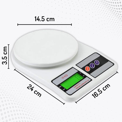 Digital Kitchen Food Scale 10kg Capacity Electronic Weighing Machine with LCD Display Multipurpose Use (Model-SF400)