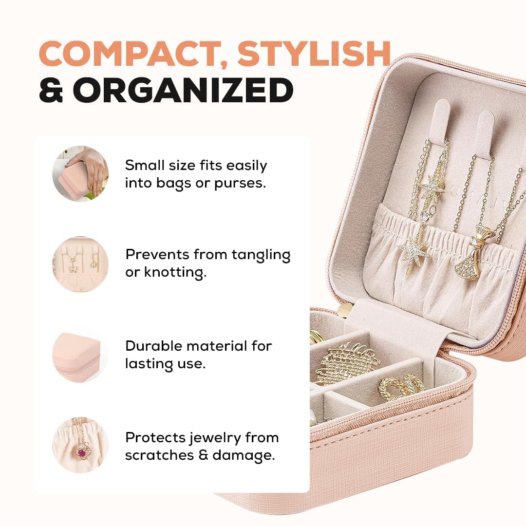 Travel Jewellery Box for Women, Travel Earrings Organiser Box, Portable Jewellery Box Organisers for Rings, Earrings, Bracelets, Necklaces Decorative box (Alpha)