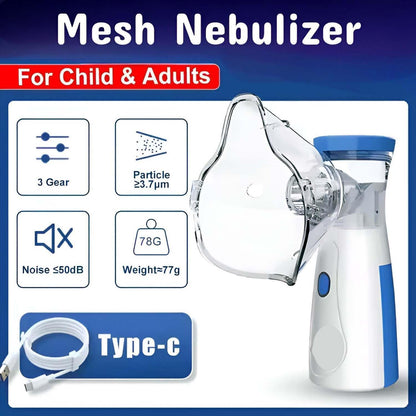 Portable Mesh Nebulizer, Silent and Compact Nebulizer Machine for Adult and Kids,
