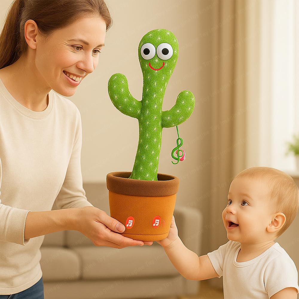 Rechargeable Talking Cactus Toy for Kids - Musical Dancing, Speaking Cactus Toy for Babies – Educational Talking Toy for Baby Boys & Girls (0-3 Years) – Speaking, Repeating for Toddlers