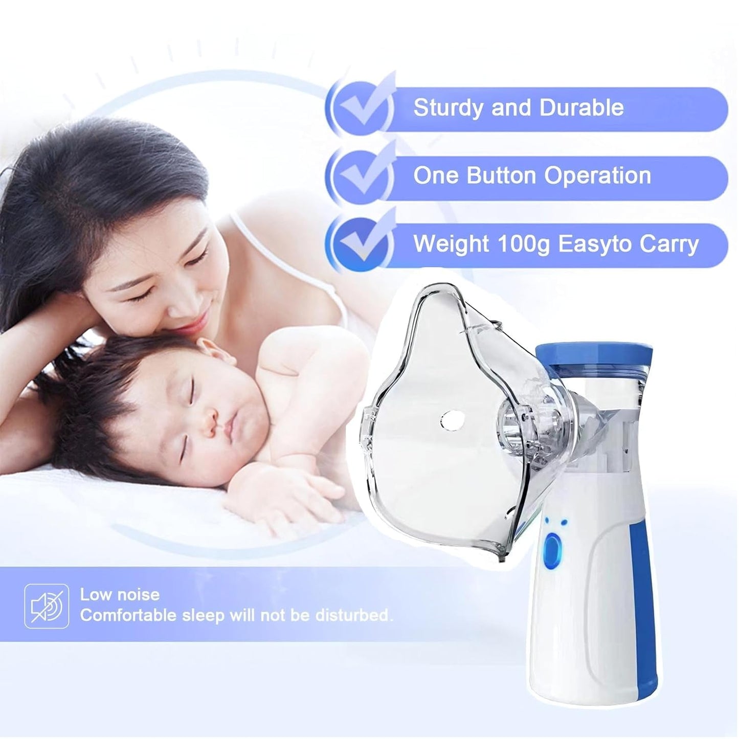 Portable Mesh Nebulizer, Silent and Compact Nebulizer Machine for Adult and Kids,