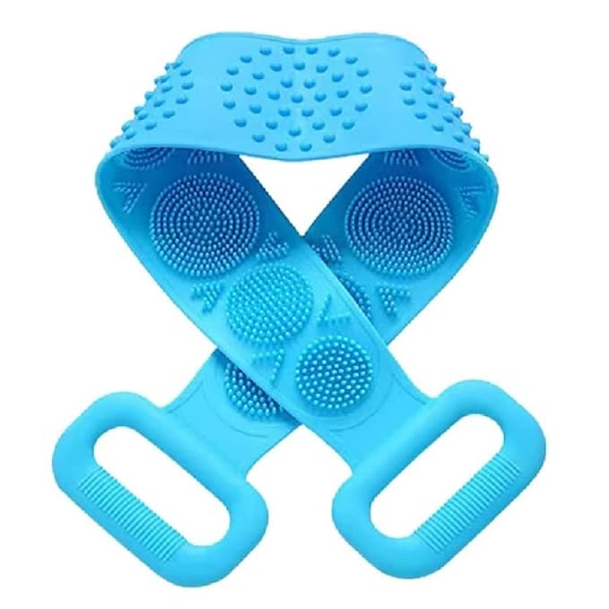 Silicone Body Back Scrubber, Double Side Bathing Brush for Skin Deep Cleaning Massage, Dead Skin Removal Exfoliating Belt for Shower, Body Brush for Bathing (Medium)