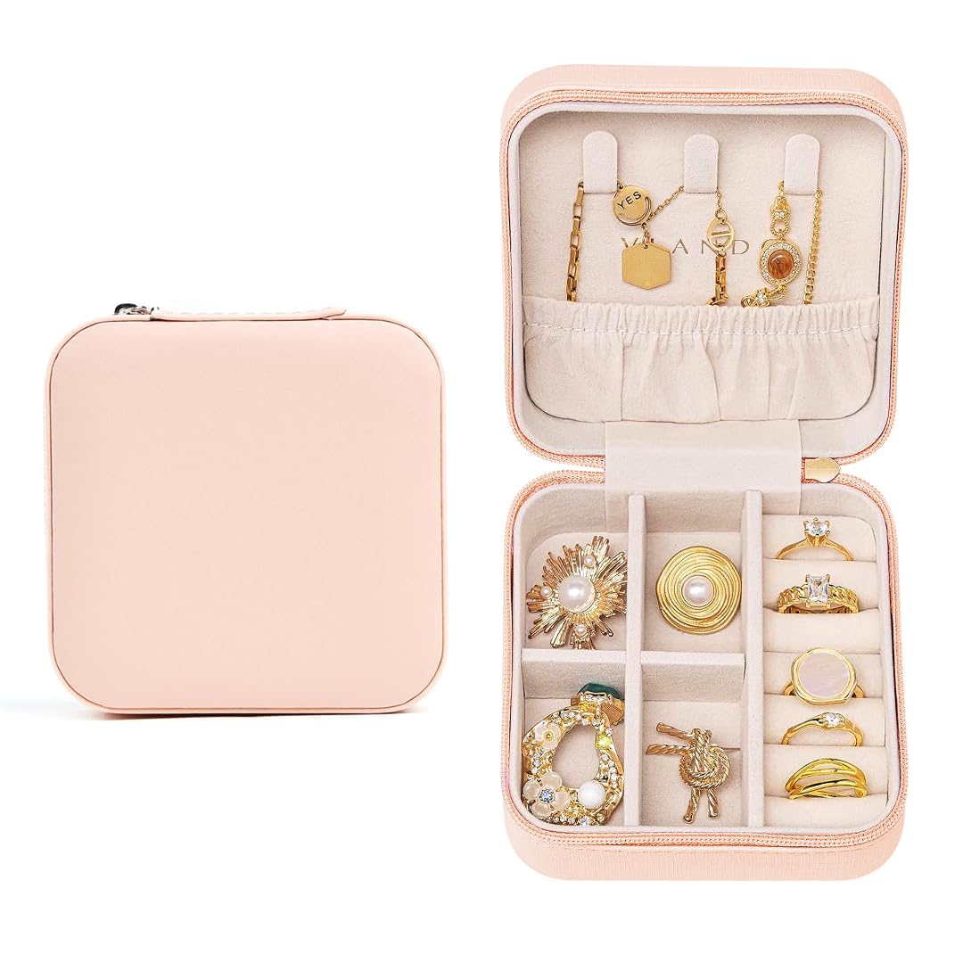 Travel Jewellery Box for Women, Travel Earrings Organiser Box, Portable Jewellery Box Organisers for Rings, Earrings, Bracelets, Necklaces Decorative box (Alpha)