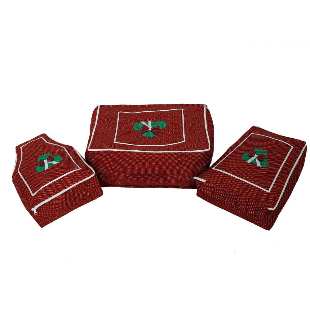 3 Piece Cotton Saree Cover, Blouse Cover and Petticoat Cover Set, Blue