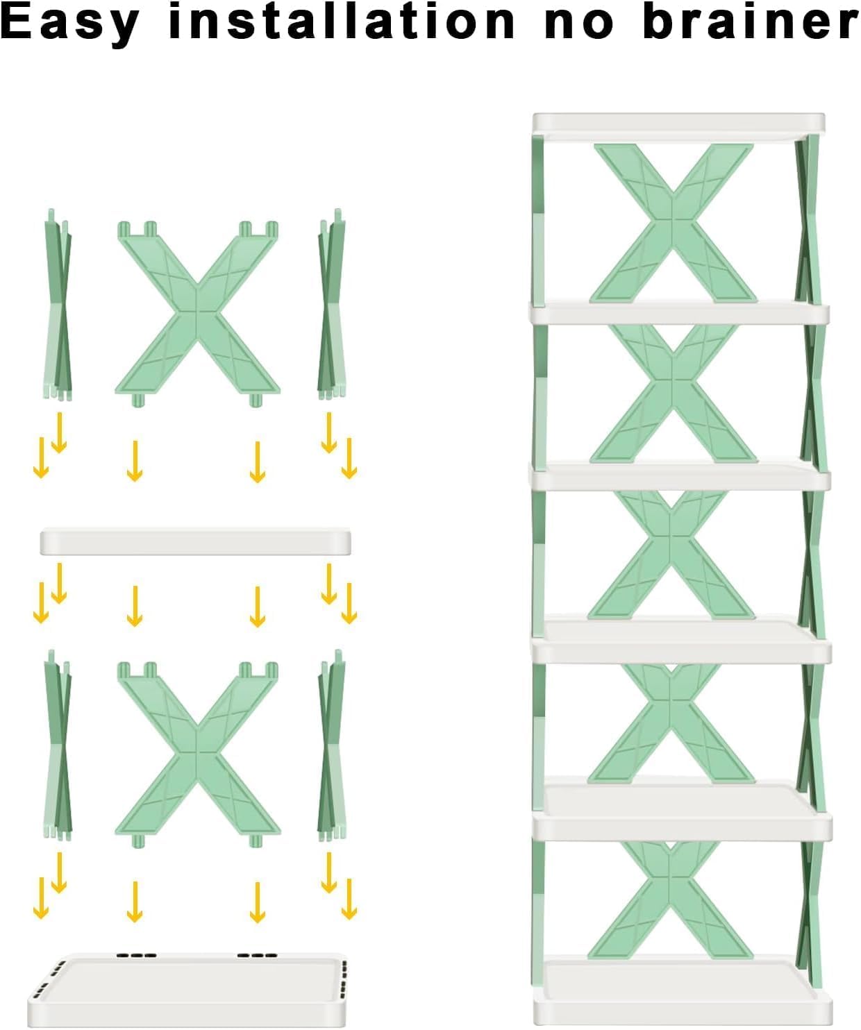 6-Layer Plastic Shoe Rack for Home – Stackable & Adjustable Shoe Organizer Shelf for Entryway, Bedroom & Corner Use | Space-Saving Foldable Stand with Book & Shoe Storage Slots