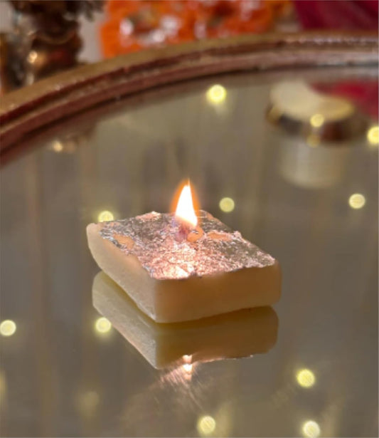 KAJU KATLI-Shaped Soy Wax Candles - (Set of 4  pcs)