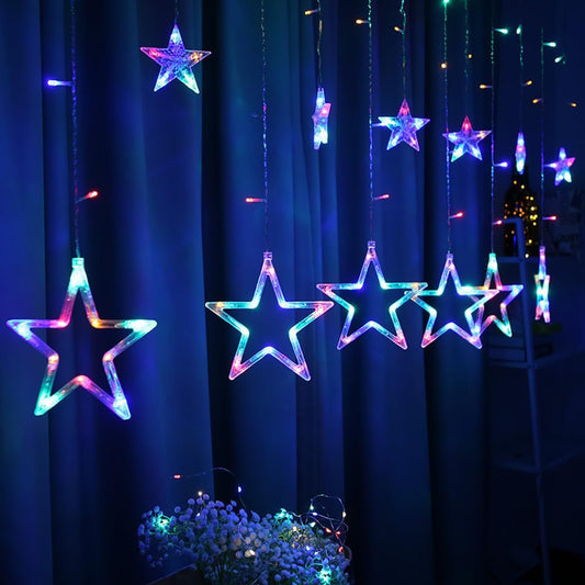 Star Curtain LED String Lights – 138 LED, 8 Flash Modes, Multicolour