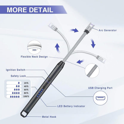 Gas Lighter for Kitchen Use | C-Type Rechargeable Electric Lighter Stove & Candle Lighter