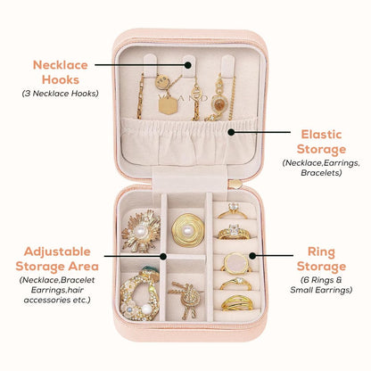 Travel Jewellery Box for Women, Travel Earrings Organiser Box, Portable Jewellery Box Organisers for Rings, Earrings, Bracelets, Necklaces Decorative box (Alpha)