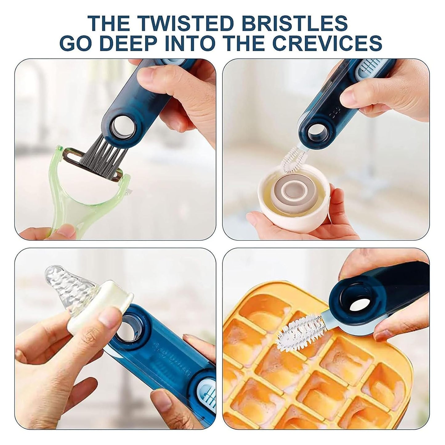 3 in 1 Multifunctional Bottle Cleaning Brush for Bottle Cap|Cup Cleaner Brush|Multipurpose Tool for Crevices, Grooves, Lid, Straw|Cup Lid Gap Cleaning Brush (Pack of 2)