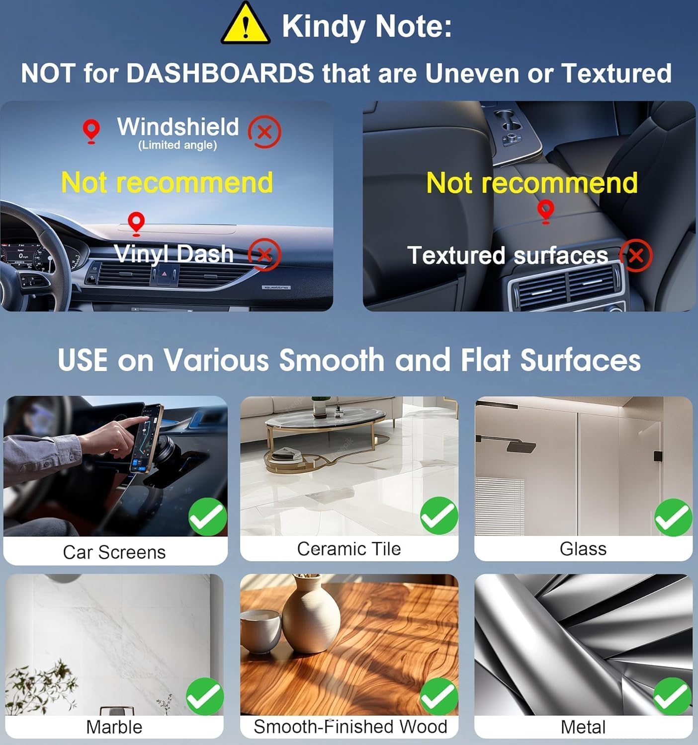 Magnetic Car Phone Mount, Hands-Free Suction Cup Phones Holder for Car/Gym/Mirror/Shower, Car Mount Compatible with All Mobile