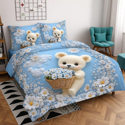 7D Digital Glace Cotton King Size Printed Flat Double Bedsheet, 108 X 108 Inch and 2 Pillow Cover Without Joint (Multicolor)