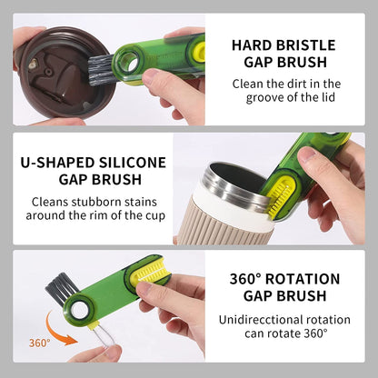 3 in 1 Multifunctional Bottle Cleaning Brush for Bottle Cap|Cup Cleaner Brush|Multipurpose Tool for Crevices, Grooves, Lid, Straw|Cup Lid Gap Cleaning Brush (Pack of 2)