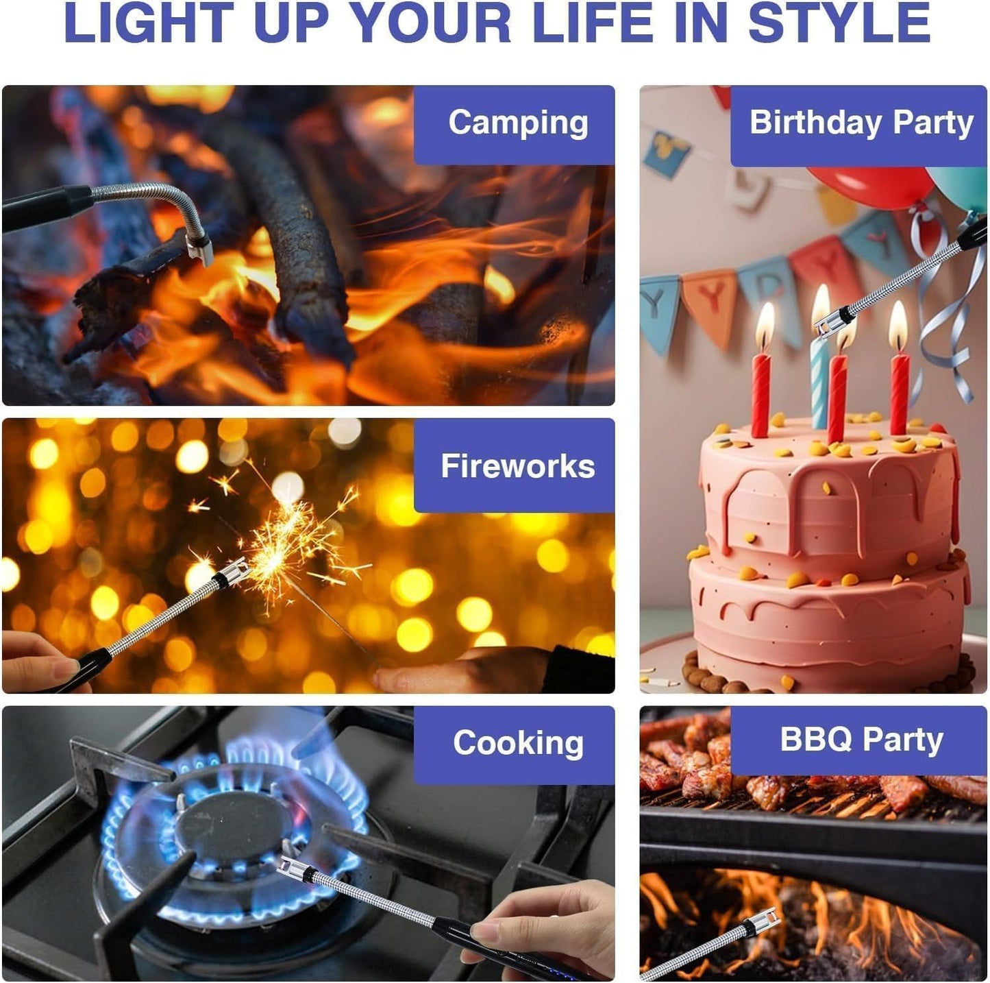 Gas Lighter for Kitchen Use | C-Type Rechargeable Electric Lighter Stove & Candle Lighter