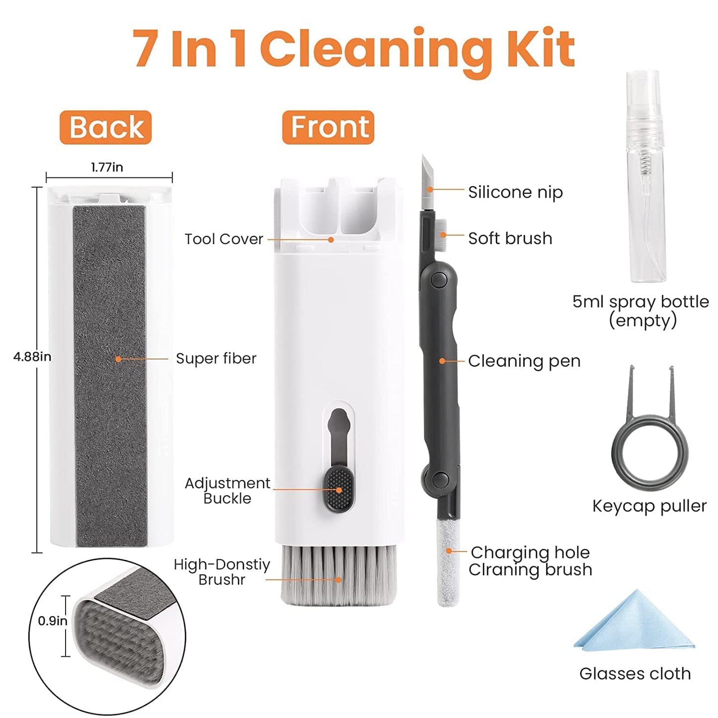 7 in 1 Electronic Cleaner Kit, Multifunctional Cleaning Kit for Earphone, Keyboard, Laptop, Phone, PC, ETC.
