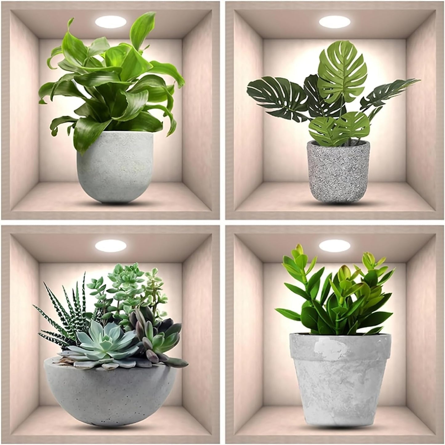 3D Wall Sticker | Living Room, Bedroom (Pack of 4) (Flower Pot)