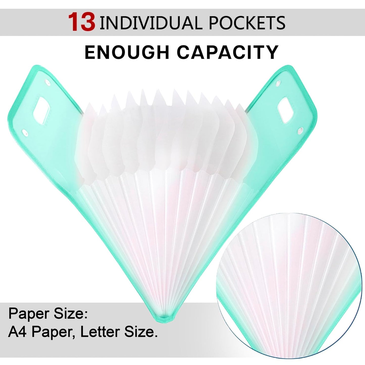 13 Pockets Vertical Expanding File Folder Accordion File Folder Organizer for A4 Size Letter Size Paper Document Holder Organizer