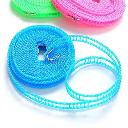 5 Meters Windproof Anti-Slip Clothe Nylon Rope with Hooks - (Multicolor)