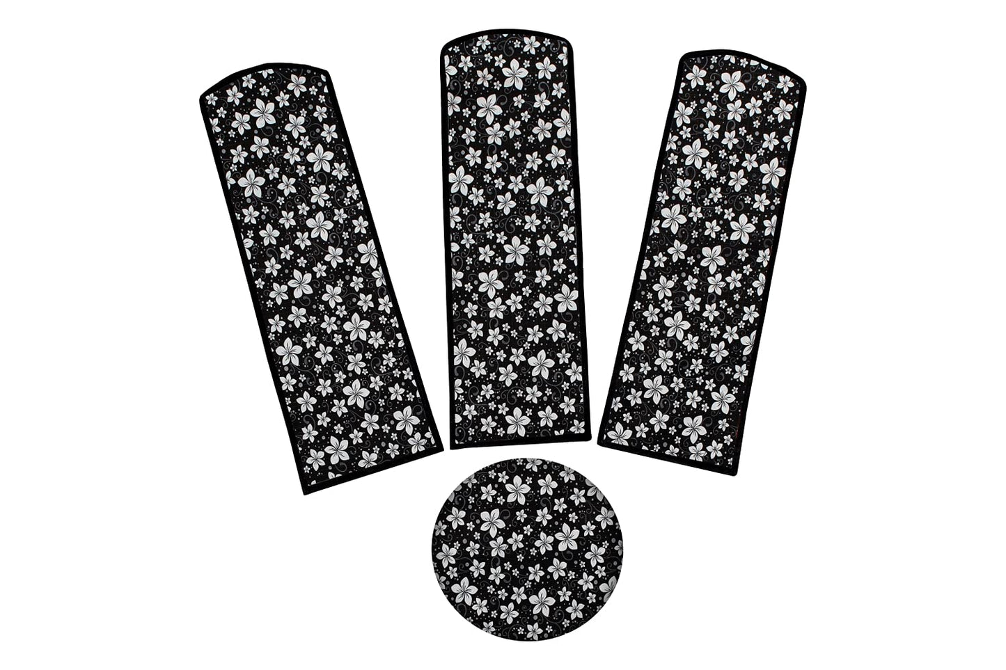 Waterproof & Dustproof Three Blade Ceiling Fan Cover with Attachable Enclosure Set of 1 Fan Cover Floral Pattern Black