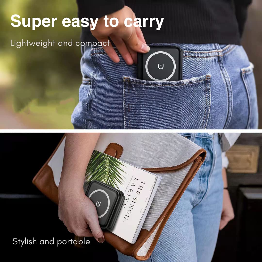 3 in 1 Wireless Charger for iPhone 16 to 8 Series, iWatch 10 to 3, Air-Pods [23W Fast Charging] [MagSafe Compatible] Foldable | Supports Dual Phone Charge (Black/white)