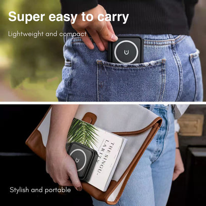 3 in 1 Wireless Charger for iPhone 16 to 8 Series, iWatch 10 to 3, Air-Pods [23W Fast Charging] [MagSafe Compatible] Foldable | Supports Dual Phone Charge (Black/white)