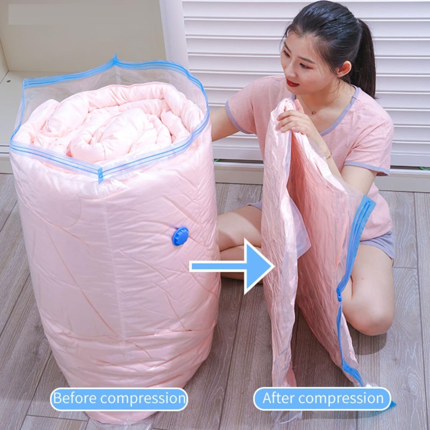 Vacuum Storage Bags for Packing |(2 Piece 50X70,2 Piece 60X80,1 Piece 80X100,1 Hand Pump) (5 Piece Set)