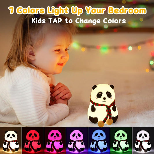 Panda Touch Silicone Night Lamp, 7 Colour Changing USB Rechargeable, Multicolor, LED