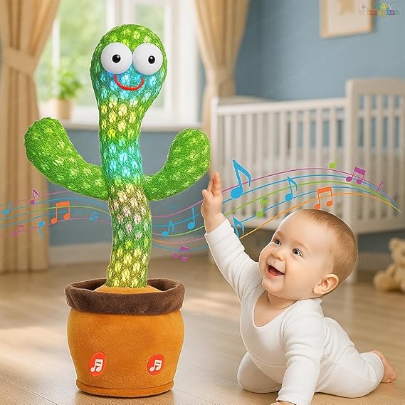 Rechargeable Talking Cactus Toy for Kids - Musical Dancing, Speaking Cactus Toy for Babies – Educational Talking Toy for Baby Boys & Girls (0-3 Years) – Speaking, Repeating for Toddlers