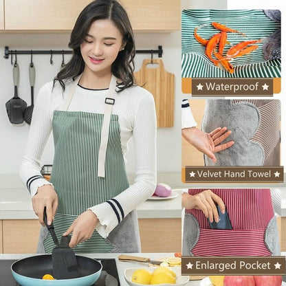 Waterproof Kitchen Apron for Women with Built-in Hand Towel & Large Pocket/Adjustable, Comfortable | One Size Fits Most Stylish, Durable | Cooking Apron for Home