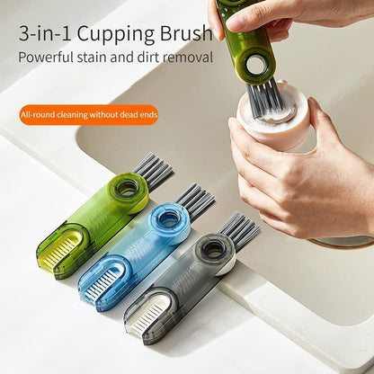 3 in 1 Multifunctional Bottle Cleaning Brush for Bottle Cap|Cup Cleaner Brush|Multipurpose Tool for Crevices, Grooves, Lid, Straw|Cup Lid Gap Cleaning Brush (Pack of 2)