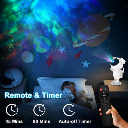 Astronaut Light Projector – 360° Galaxy Star Projector with Timer & Remote Control, Ideal for Bedroom Ceiling, Home Decor, and Parties