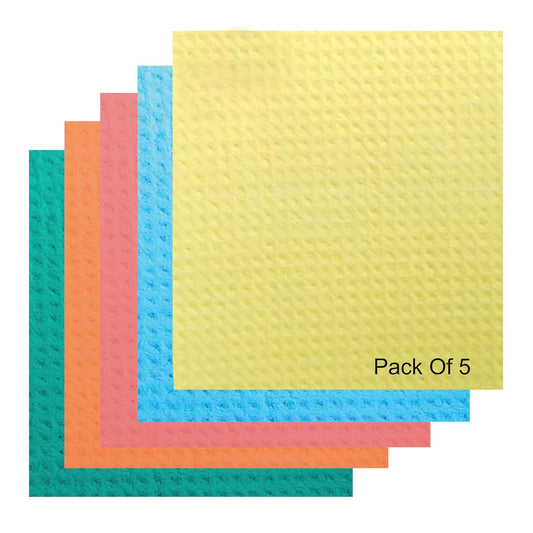 Soft Absorbent Cleaning Sponge Wipes (Multi-Color) (pack of 5 pcs)