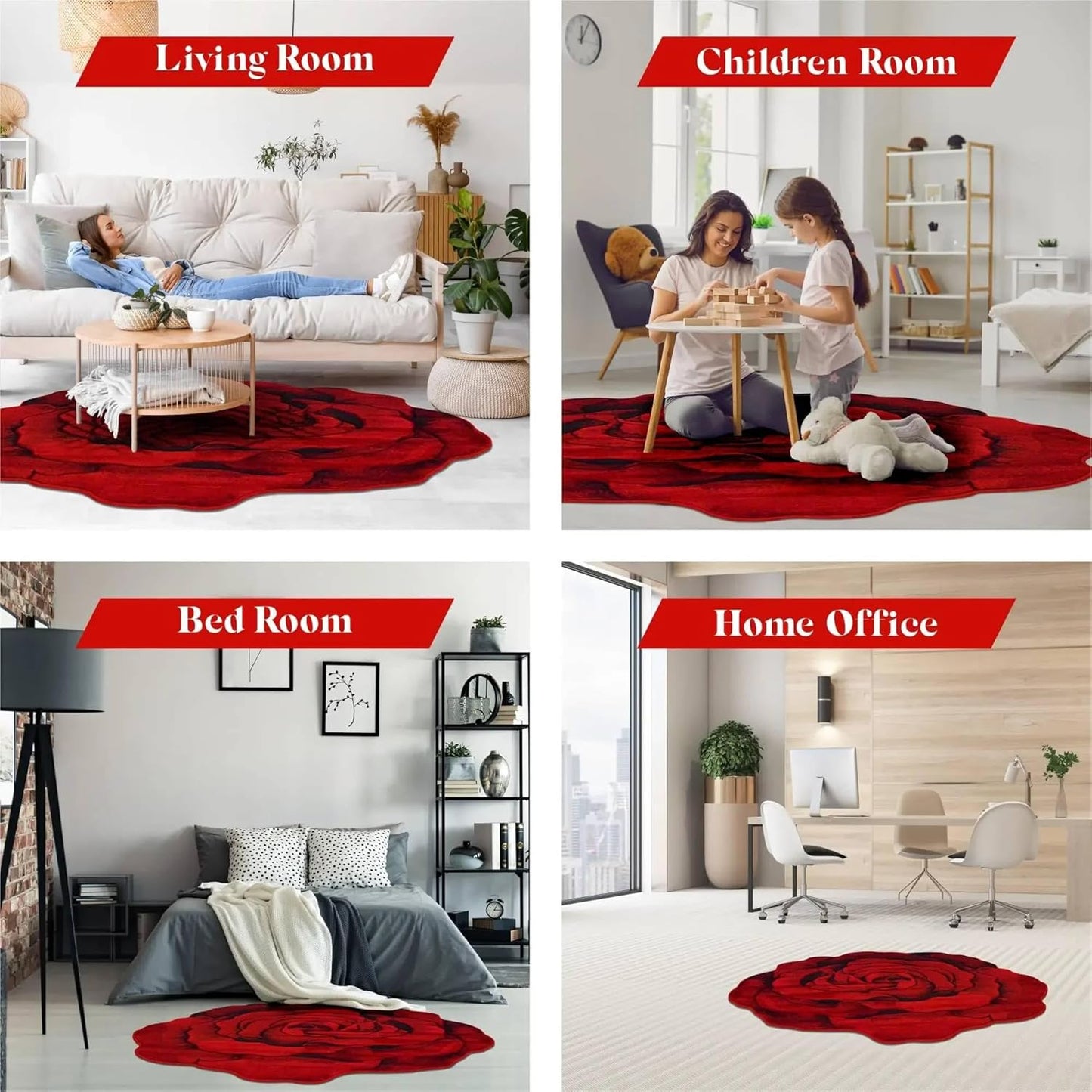 3D Rose Shape Floor Mat | Decorative Floral Rug | Soft Anti-Slip Washable