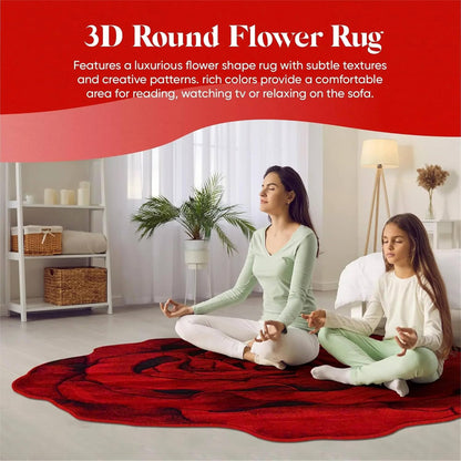 3D Rose Shape Floor Mat | Decorative Floral Rug | Soft Anti-Slip Washable